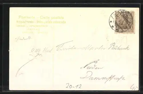 Präge-AK Neujahrsgruss mit Jahreszahl 1907