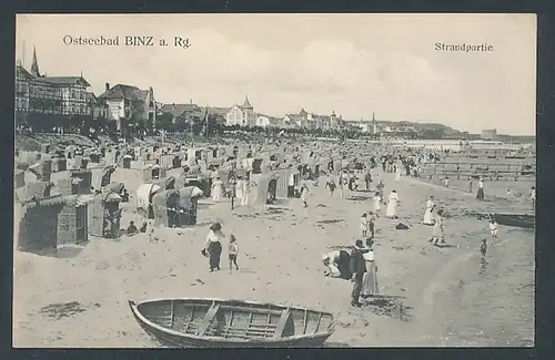 AK Binz a. Rg., Blick auf die Strandpartie