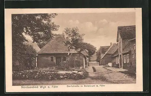 AK Boldixum a. Föhr, Blick in die Dorfstrasse