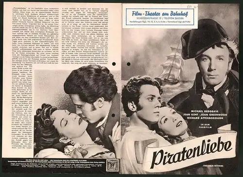 Filmprogramm IFB, Piratenliebe, Michael Redgrave, Jean Kent, Regie: Graham Greene