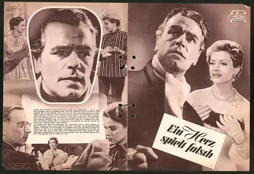 Filmprogramm DNF, Ein Herz spielt falsch, O. W. Fischer, Ruth Leuwerik, Carl Wery, Regie Rudolf Jugert