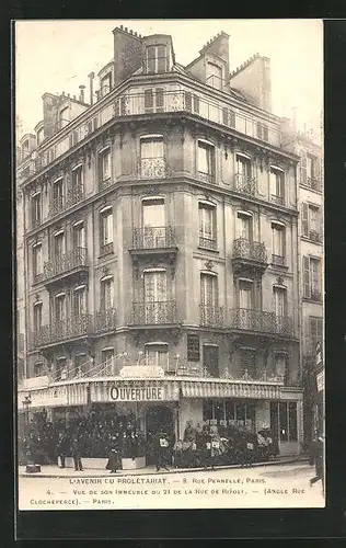 AK Paris, L`Avenir du Prolétariat, 8, Rue Pernelle, Vue de son Immeuble du 21 de la Rue de Rivoli