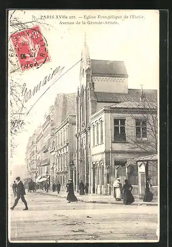 AK Paris, XVIIe arr., Eglise Evangelique de l`Etoile, Avenue de la Grande-Armée