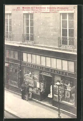 AK Paris, Maison de l`Ancienne Comédie-Francaise, H. Vernet et Gros y eurent un atelier, 14, Rue de l`Ancienne-Comédie