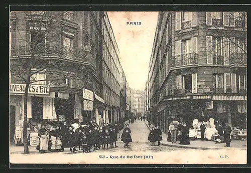 AK Paris, Rue de Belfort, Strassenpartie