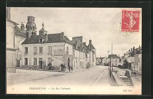 AK Vermenton, La Rue Nationale, Strassenpartie