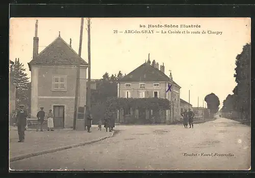 AK Arc-les-Gray, La Croisée et la route de Chargey