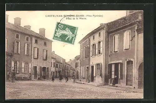 AK Castelnau, Place de la Mairie