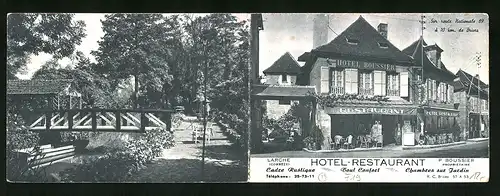 Klapp-AK Larche, Hotel-Restaurant Boussier, Gartenansicht mit Pavillon