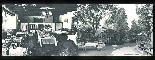 Klapp-AK Larche, Hotel-Restaurant Boussier, Gartenansicht mit Pavillon