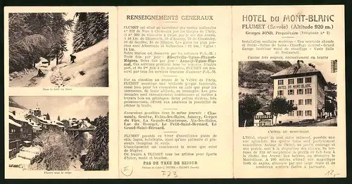 Klapp-AK Flumet, Hotel du Mont-Blanc, Flumet sous la neige, Flumet et le Mont-Blanc