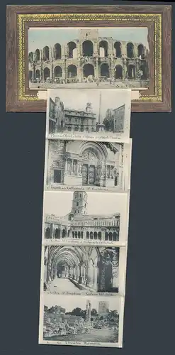 Leporello-AK Arles, Le Théatre Romain, Cloître St. Trophime, Facade de la Cathedrale St. Trophime