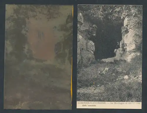AK Laroche-St-Cydroine, La Montagne et ses Grottes, mit Negativ-AK