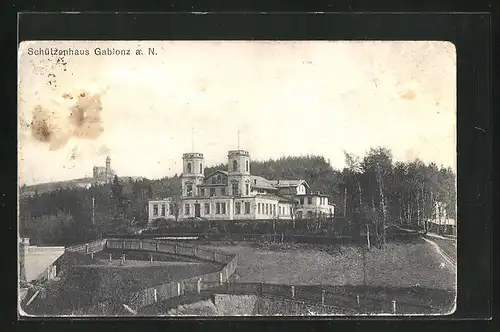 AK Gablonz / Jablonec Nad Nisou, Blick auf das Schützenhaus