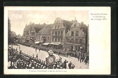 AK Insterburg, Russische Parade am 5. Sept. 1914