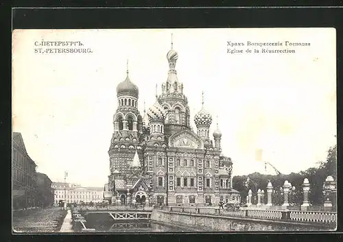 AK St. Petersburg, Uferpartie mit Auferstehungskirche