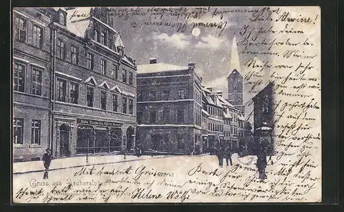 AK Aschersleben, Marktstrasse mit Passanten