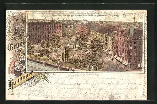 AK Hannover, Theaterplatz und Georgenstrasse