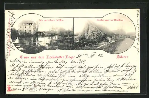 AK Lockstedter Lager, zerfallene Mühle und Dorfstrasse