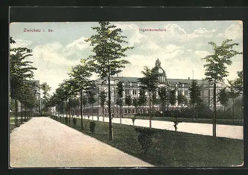 AK Zwickau, Ingenieurschule mit Allee