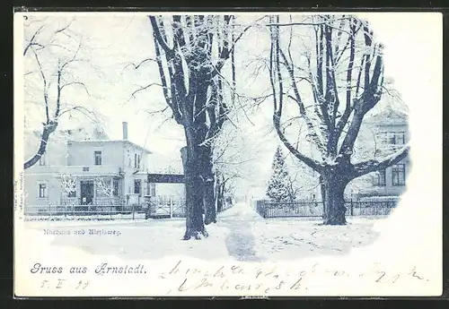 AK Arnstadt, Kurhaus am Alexisweg im Schnee