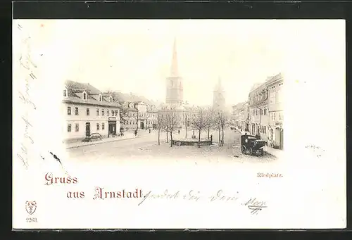 AK Arnstadt, Riedplatz mit Brunnen