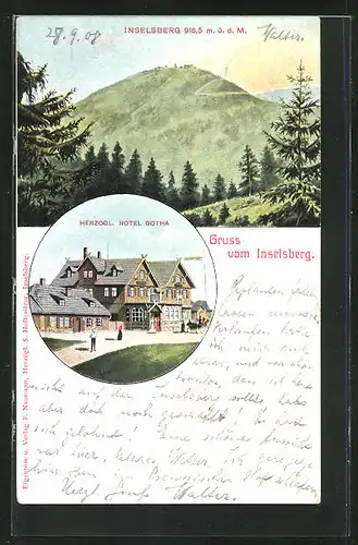 AK Inselsberg, Herzogl. Hotel Gotha, 916,5m ü.d.M.