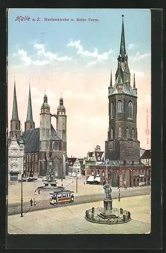 AK Halle a.S., Marienkirche und Roter Turm