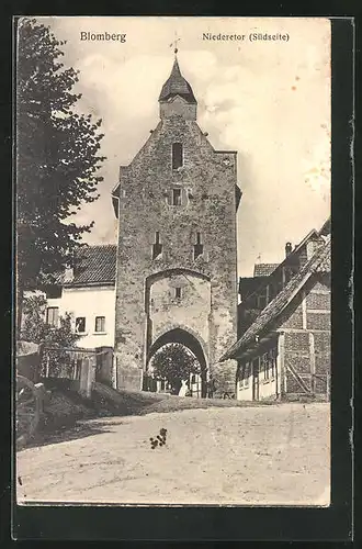 AK Blomberg, Strassenpartie mit Niederertor (Südseite)