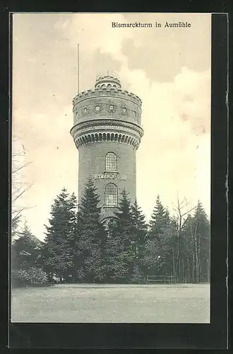 AK Aumühle, Bismarckturm mit Bäumen