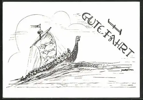 AK Frohe Fahrt, Segelschiff auf hoher See, Germanenkult