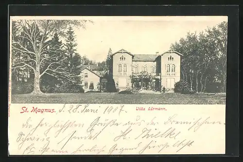 AK St. Magnus, Villa Lürmann mit Garten