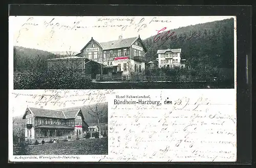 AK Bündheim-Harzburg, Hotel Schweizerhof, Hotel B. Angerstein