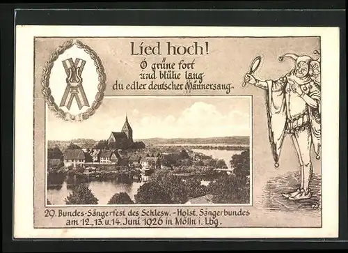 AK Mölln i. Lbg., 29. Bundes-Sängerfest des Schlesw.-Holst. Sängerbundes 1926, Ortsansicht