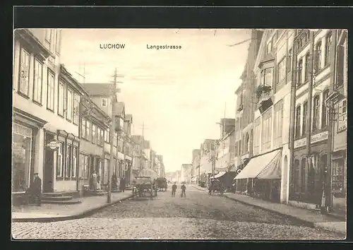 AK Lüchow, Langestrasse mit Geschäften