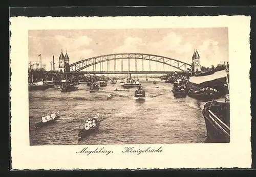 AK Magdeburg, Schiffe und Dampfer an der Königsbrücke