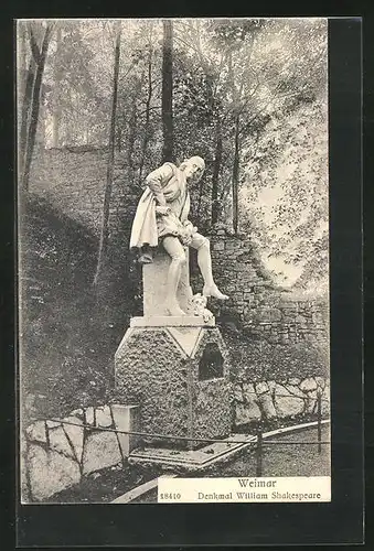 AK Weimar, William Shakespeare-Denkmal im Park