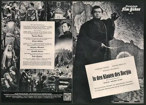 Filmprogramm IFB Nr. 791, In den Klauen des Borgia, Tyrone Power, Orson Welles, Wanda Hendrix, Regie Henry King