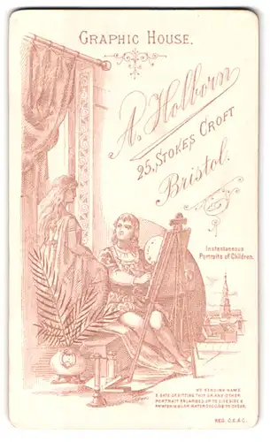Fotografie A. Holborn, Bristol, 25 Stokes Croft, Künstler im Atelier malt sein Model
