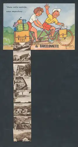 Leporello-AK Barcelonnette, Ansichten hinter Gepäck, Place et Mairie, Nouvelle Eglise, Vue Générale