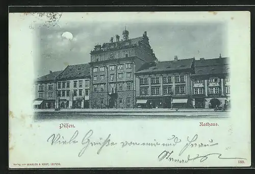 Mondschein-AK Pilsen, Rathaus