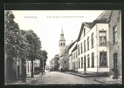 AK Cranenburg, Grosse Strasse mit protestantischer Kirche
