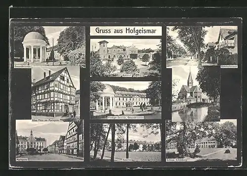 AK Hofgeismar, Schloss Schönburg, Bahnhof, Kaserne