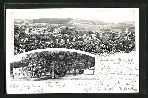 AK Berga a. E., Gasthaus Schützenhaus, Teilansicht