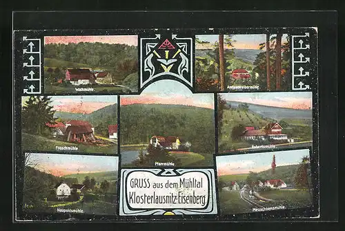 AK Klosterlausnitz-Eisenberg, Hotel Walkmühle im Mühltal, Froschmühle, Naupoldsmühle