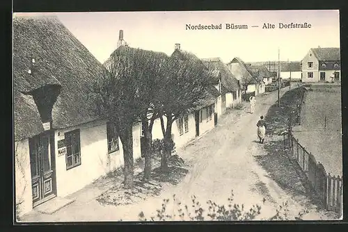 AK Büsum, Alte Dorfstrasse des Nordseebades