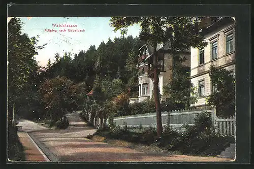 AK Gehren, Waldstrasse mit Aufgang nach Gabelbach