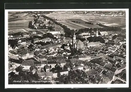 AK Ohrdruf i. Thür., Ortsansicht, Fliegeraufnahme