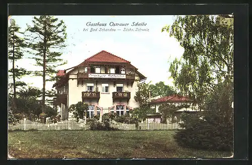 AK Bad Schandau /Sächs. Schweiz, Gasthaus Ostrauer Scheibe