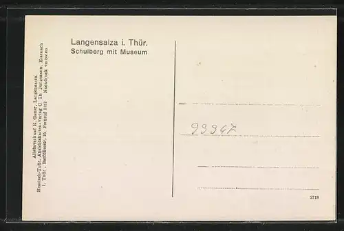 Künstler-AK Langensalza i. Thür., Schulberg mit Museum